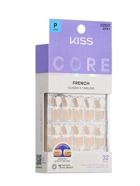KISS Core French Press On Nails Petite Short CF01 Perfection 32 Nails NIB
